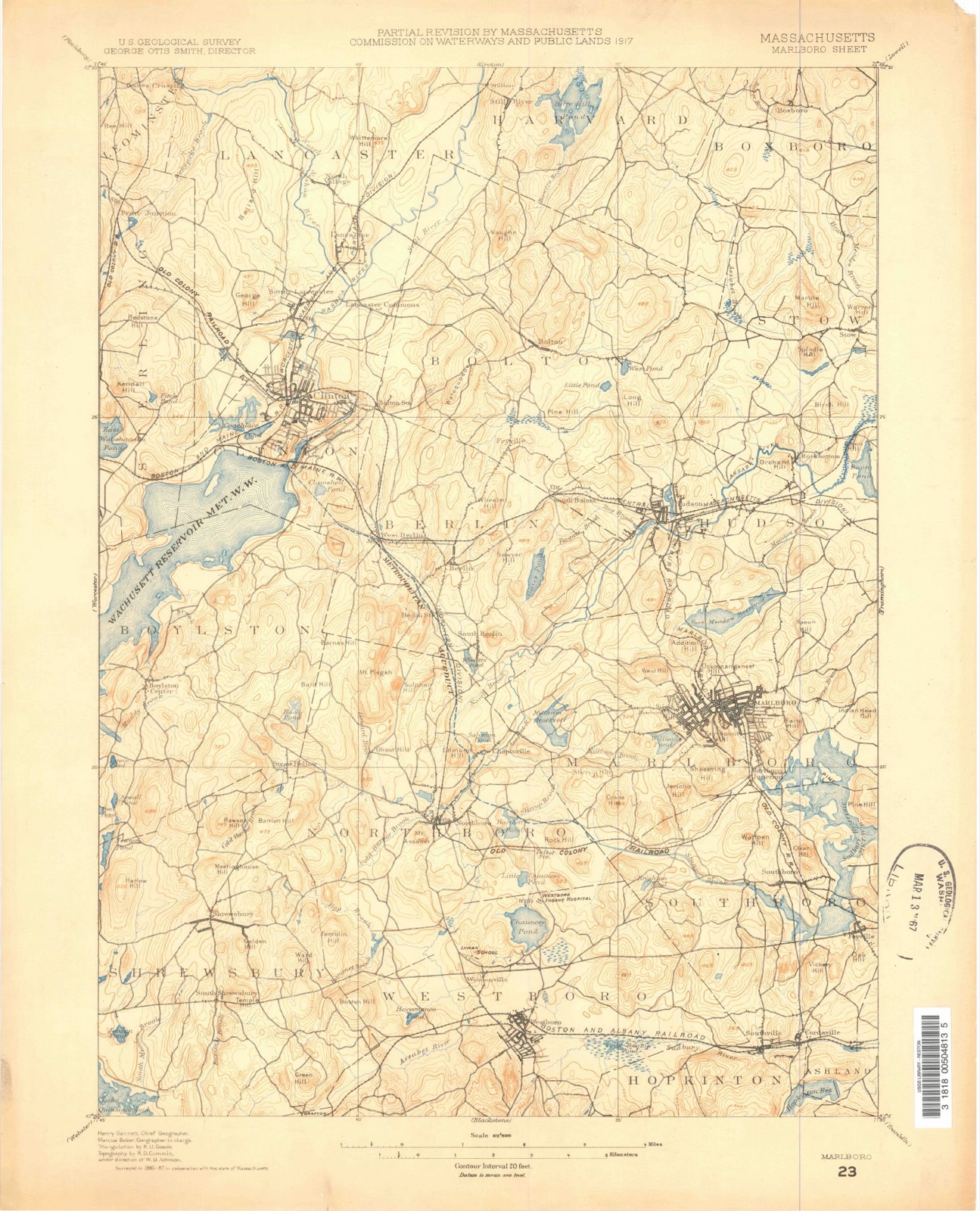 Topographic sheet of Boxboro, surveyed 1887