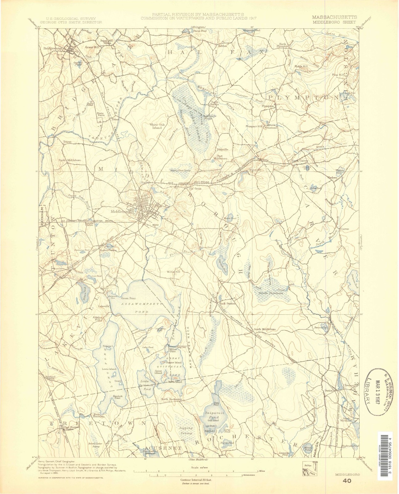 Topographic sheet of Waterville, surveyed 1885