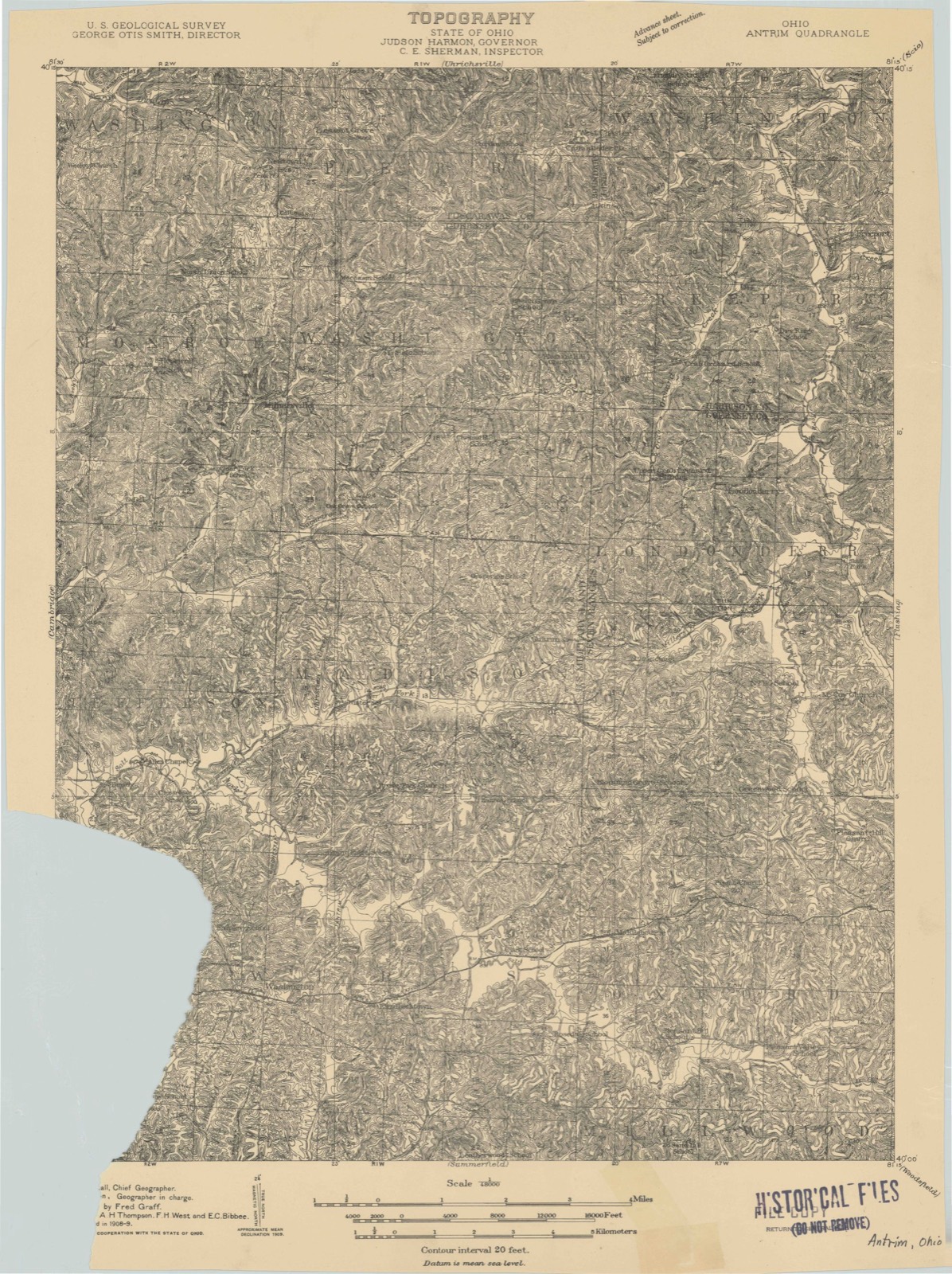 Topographic sheet of Brady, surveyed 1909