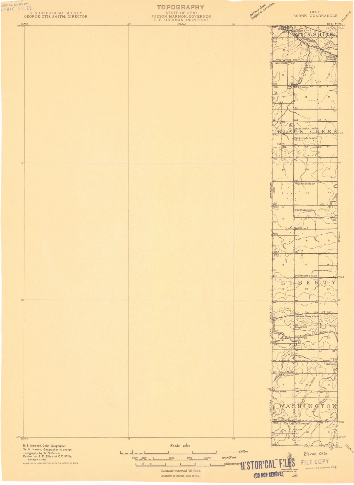 Topographic sheet of Skeels Crossroads, surveyed 1911