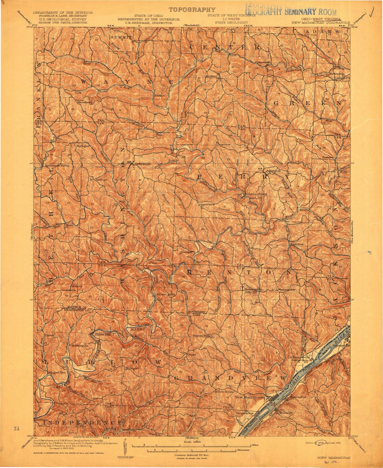 Topographic sheet of Fly, surveyed 1905