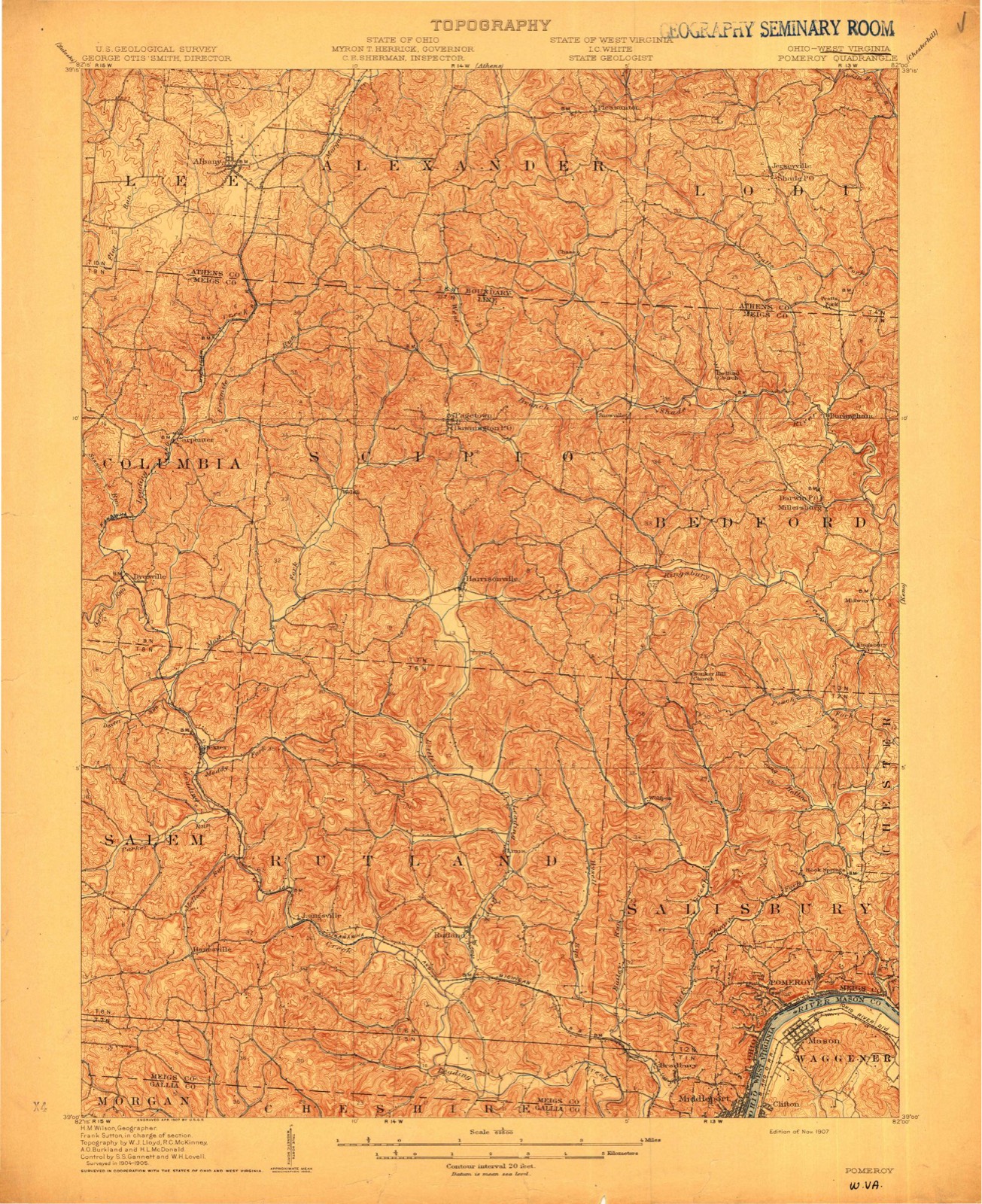 Topographic sheet of Darwin, surveyed 1907