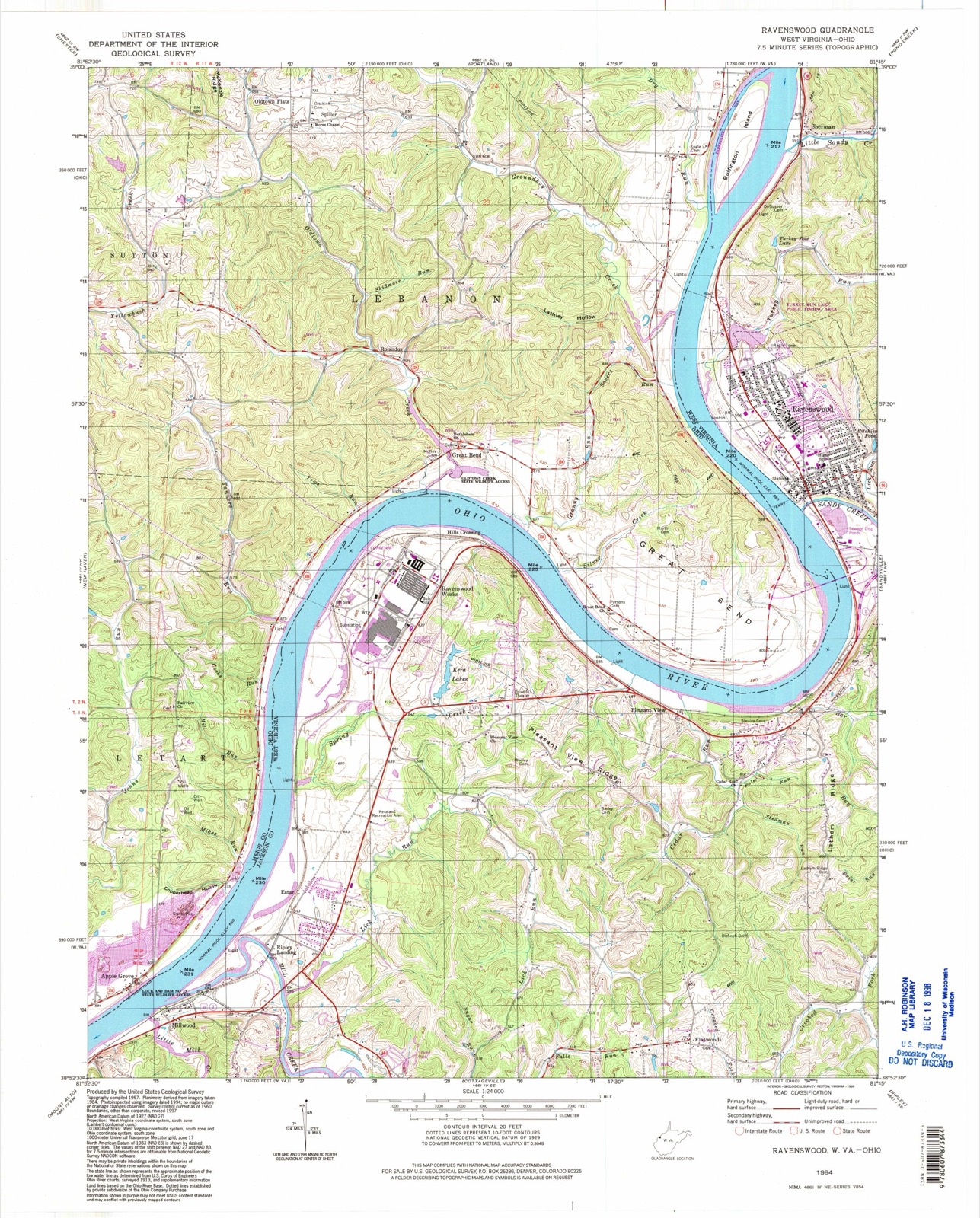Topographic sheet of Ulric, surveyed 1994