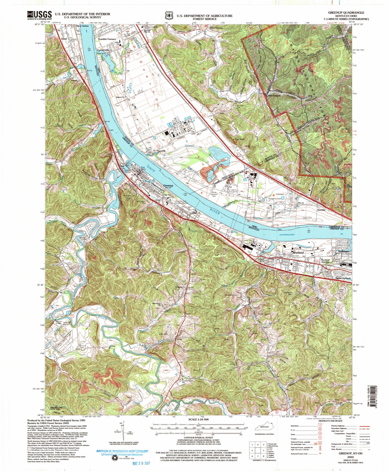 Topographic sheet of Glendale, surveyed 2002