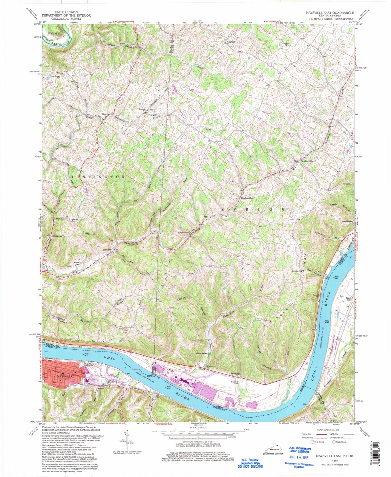 Topographic sheet of Slickaway, surveyed 1992