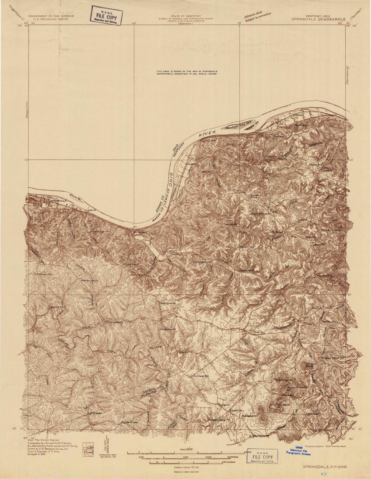 Topographic sheet of Slickaway, surveyed 1929