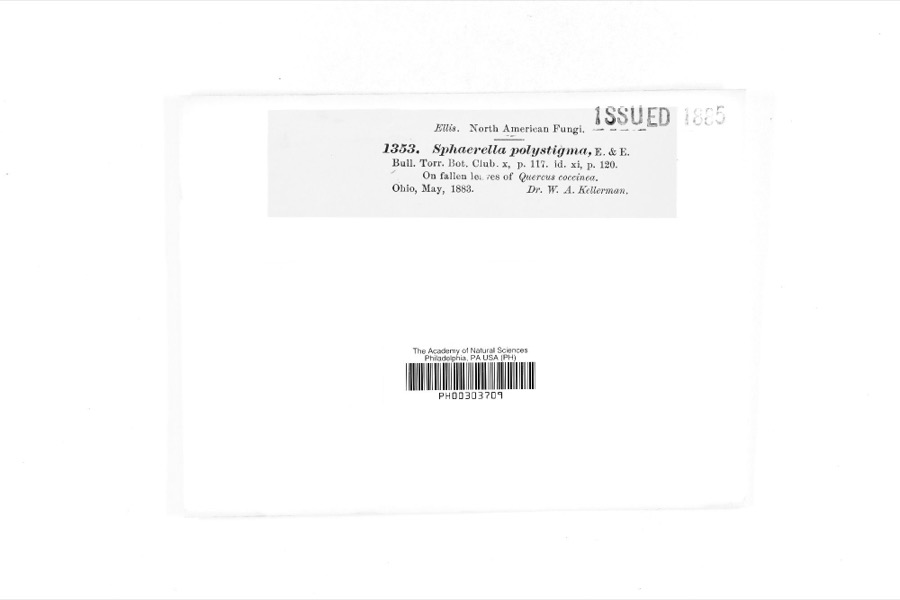 Specimen of Sphaerella polystigma Ellis & Everh.