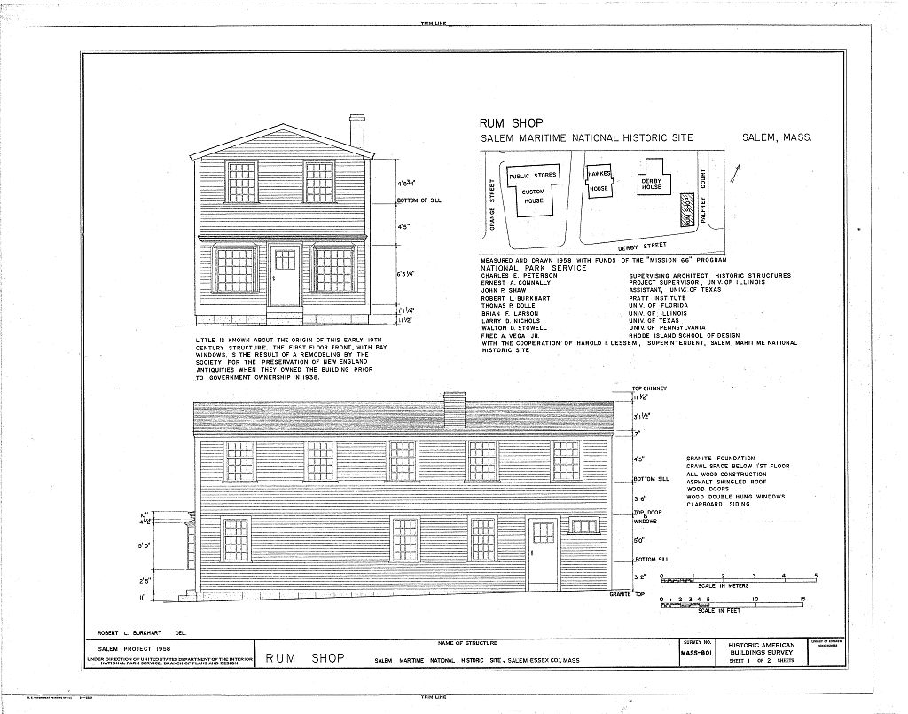 Rum Shop, Derby Street & Palfrey Court, Salem, Essex County, MA, measured drawing filed with the federal survey