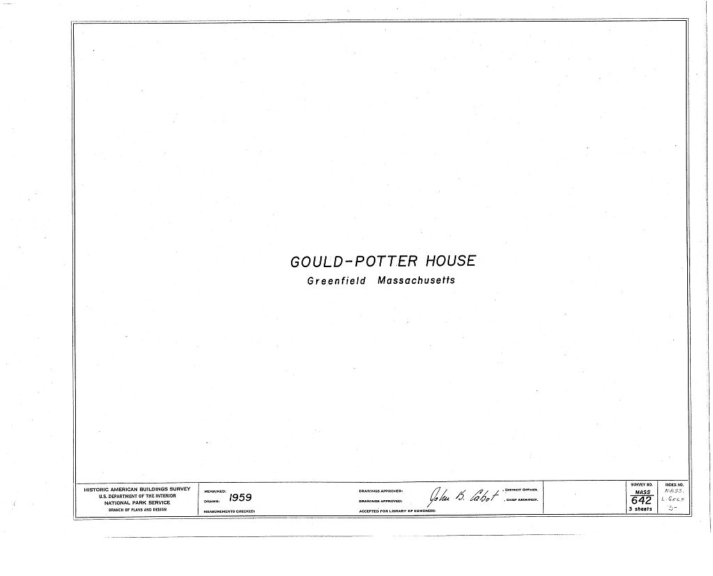 Gould-Potter House, 486 Main Street, Greenfield, Franklin County, MA, measured drawing filed with the federal survey