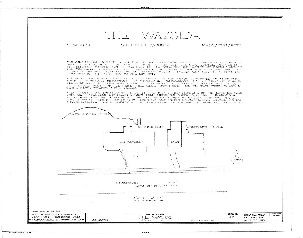 The Wayside, Lexington Road, Concord, Middlesex County, MA, measured drawing filed with the federal survey