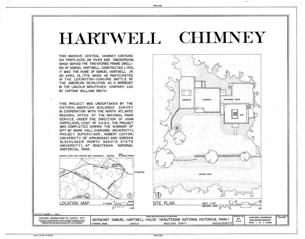 Sergeant Samuel Hartwell House, Virginia Road, Lincoln, Middlesex County, MA, measured drawing filed with the federal survey