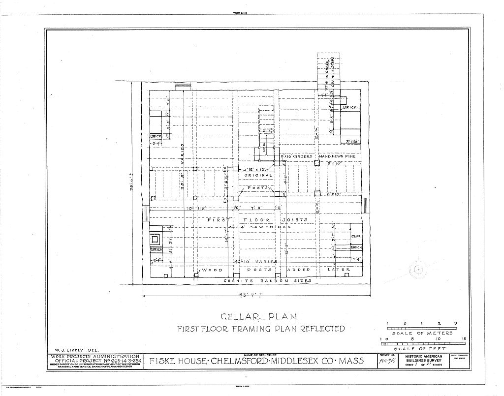 Fiske House, Littleton Street & Billerica Road, Chelmsford, Middlesex County, MA, measured drawing filed with the federal survey