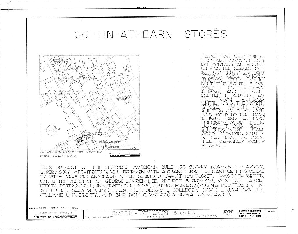 Coffin-Athearn Stores, 2 Union Street, Nantucket, Nantucket County, MA, measured drawing filed with the federal survey