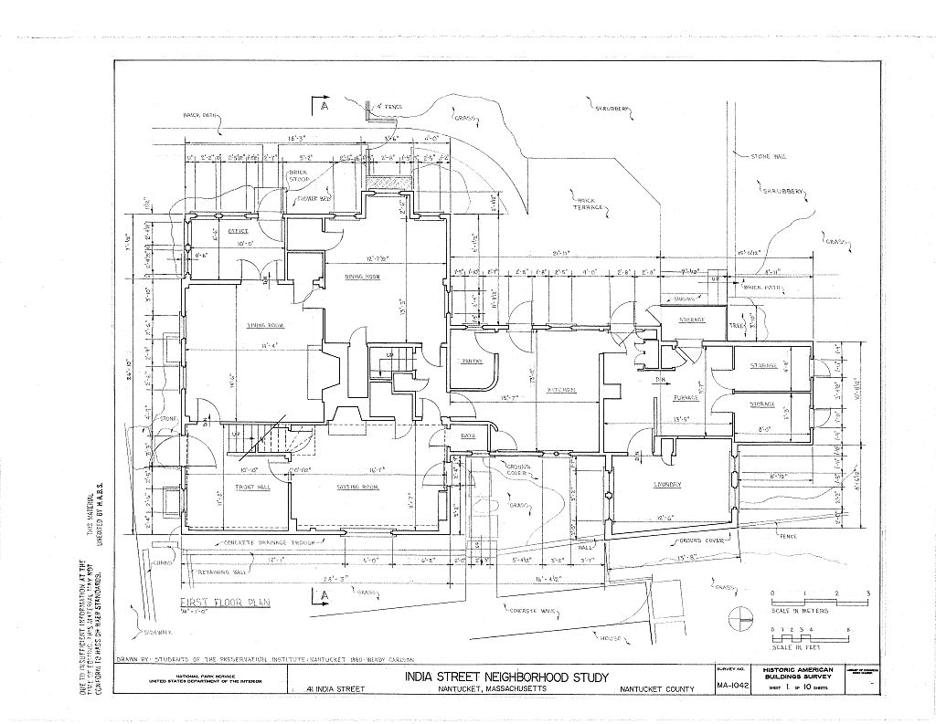 Andrew Bunker House, 41 India Street, Nantucket, Nantucket County, MA, measured drawing filed with the federal survey