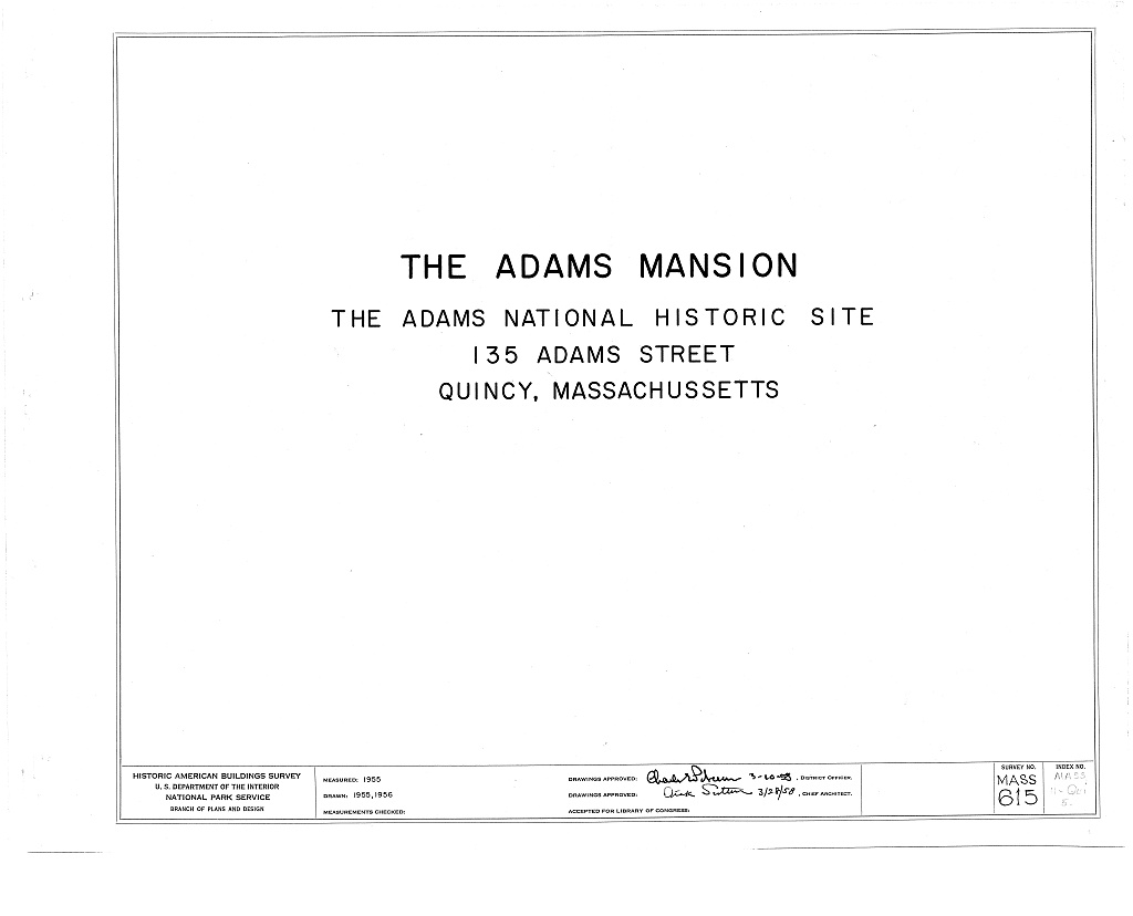 Adams Mansion, 135 Adams Street, Quincy, Norfolk County, MA, measured drawing filed with the federal survey