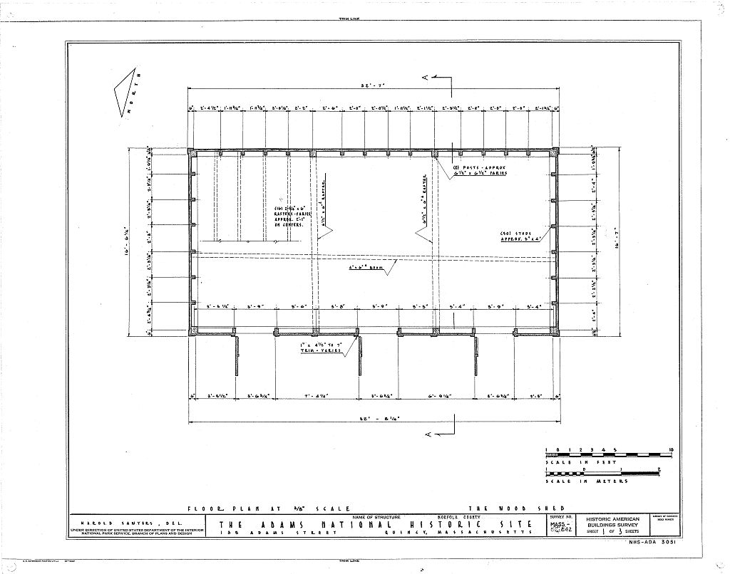 Adams Mansion, Woodshed, 135 Adams Street, Quincy, Norfolk County, MA, measured drawing filed with the federal survey