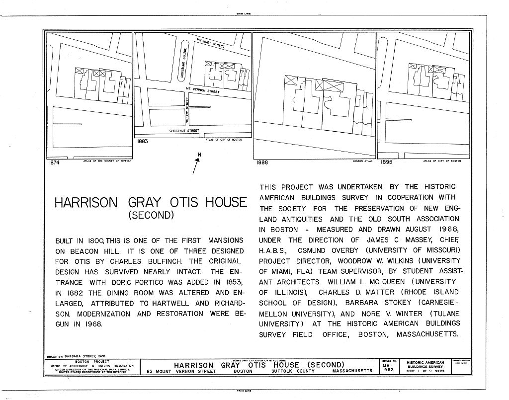 Harrison Gray Otis House (second), 85 Mount Vernon Street, Boston, Suffolk County, MA, measured drawing filed with the federal survey