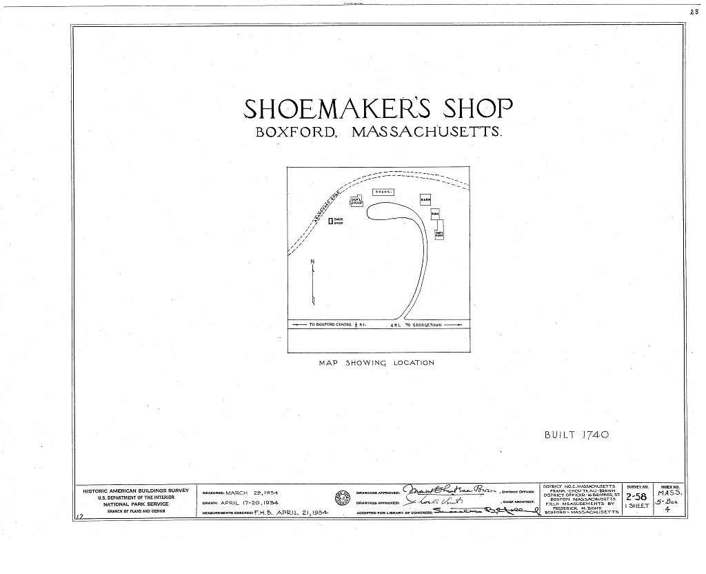 Shoemaker's Shop, Georgetown Road, Boxford, Essex County, MA, measured drawing filed with the federal survey