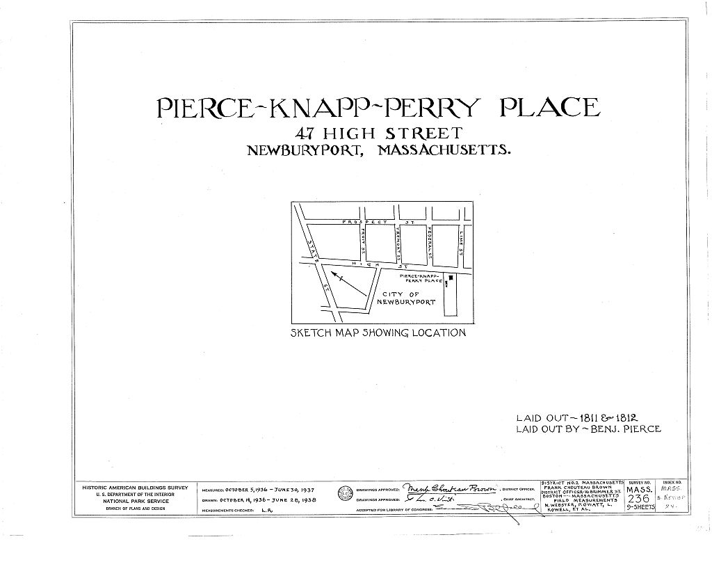 Pierce-Knapp-Perry Place, 47 High Street, Newburyport, Essex County, MA, measured drawing filed with the federal survey