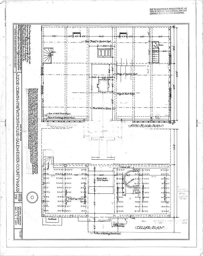Jonathan Corwin House, 310 Essex Street, Salem, Essex County, MA, measured drawing filed with the federal survey
