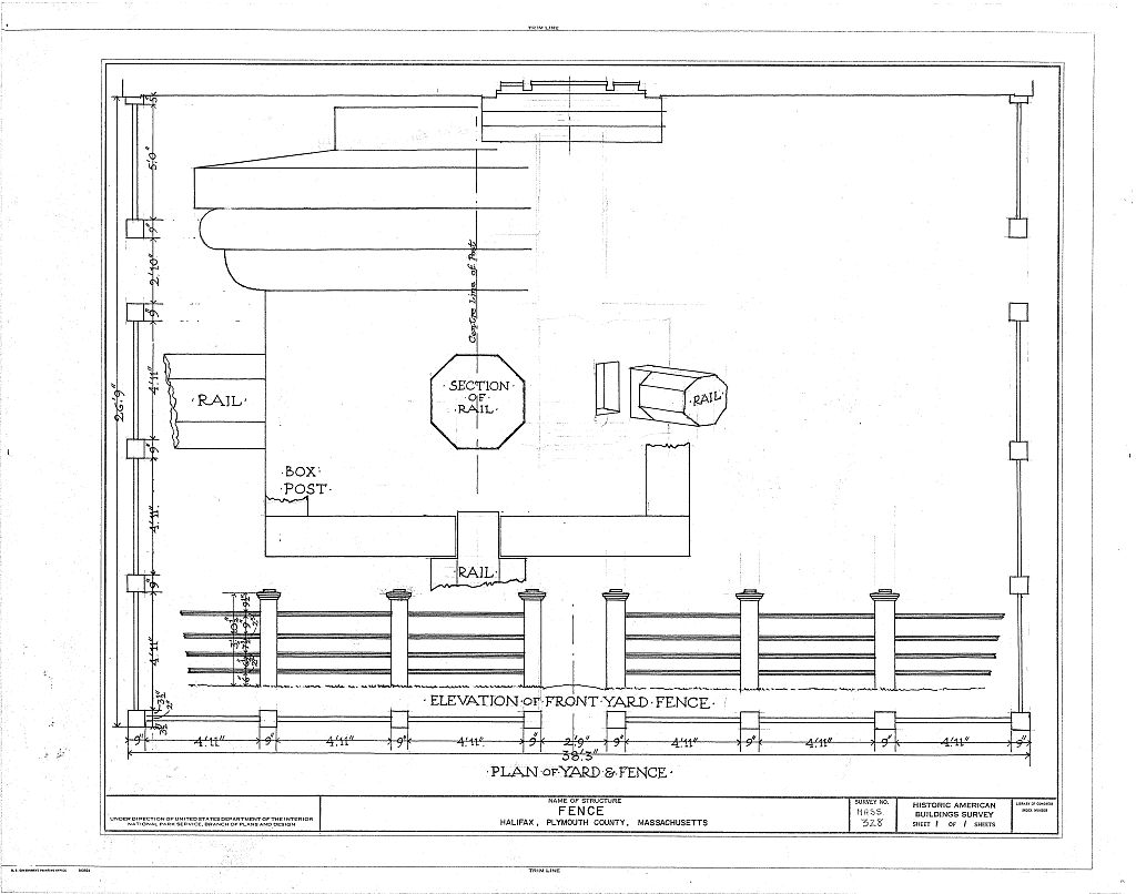 Fence, Halifax, Plymouth County, MA, measured drawing filed with the federal survey