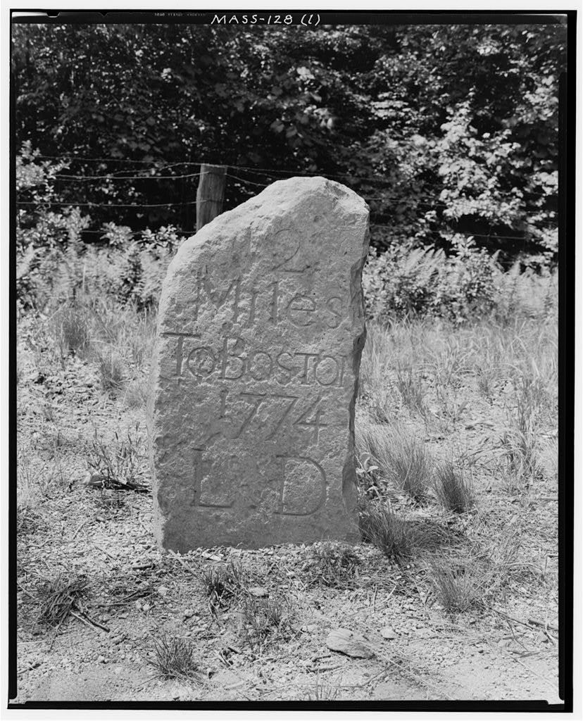 Milestones L, M, N & O, Washington Street, Canton, Norfolk County, MA, photograph filed with the federal survey