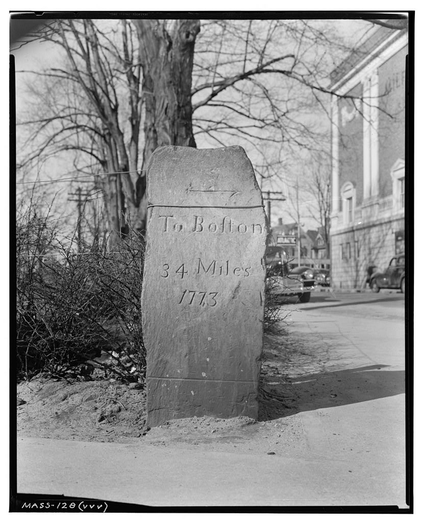 Thirty-four-mile Stone, Milford, Worcester County, MA, photograph filed with the federal survey