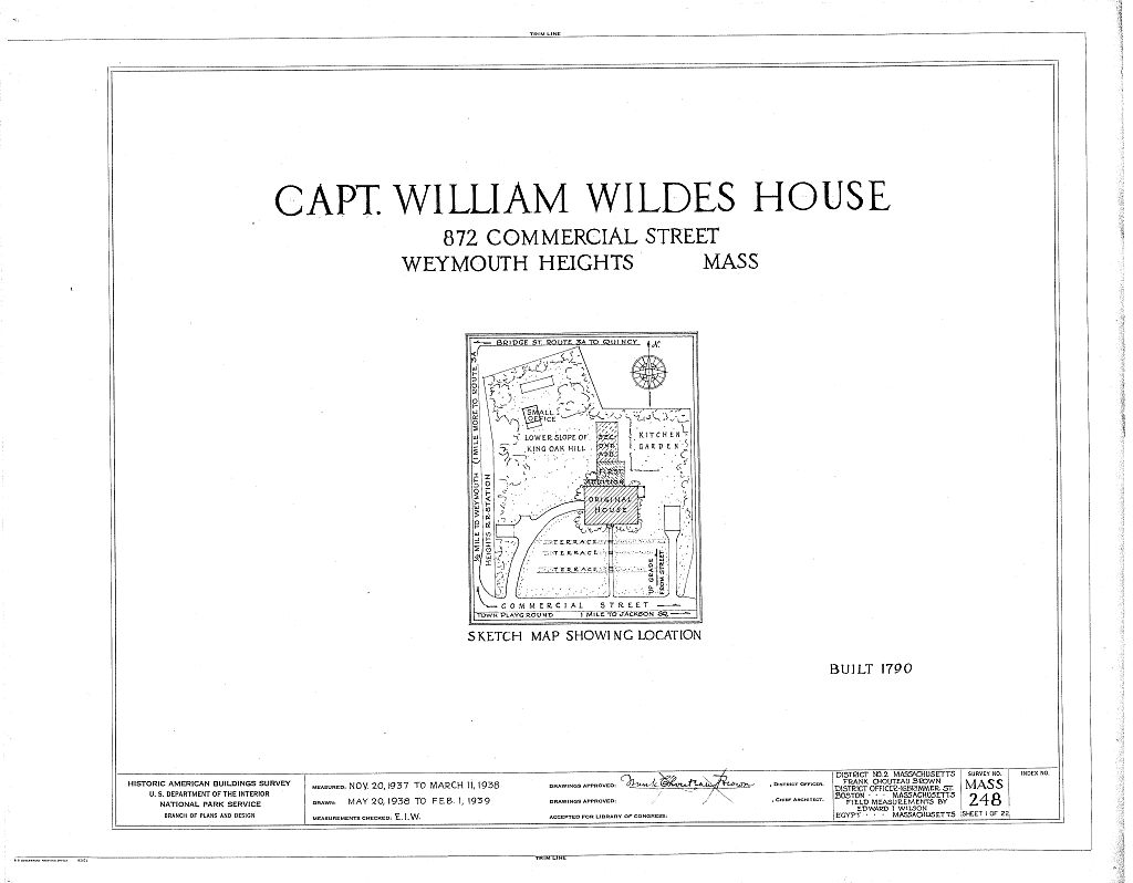 Captain William Wildes House, 872 Commercial Street, Weymouth, Norfolk County, MA, measured drawing filed with the federal survey