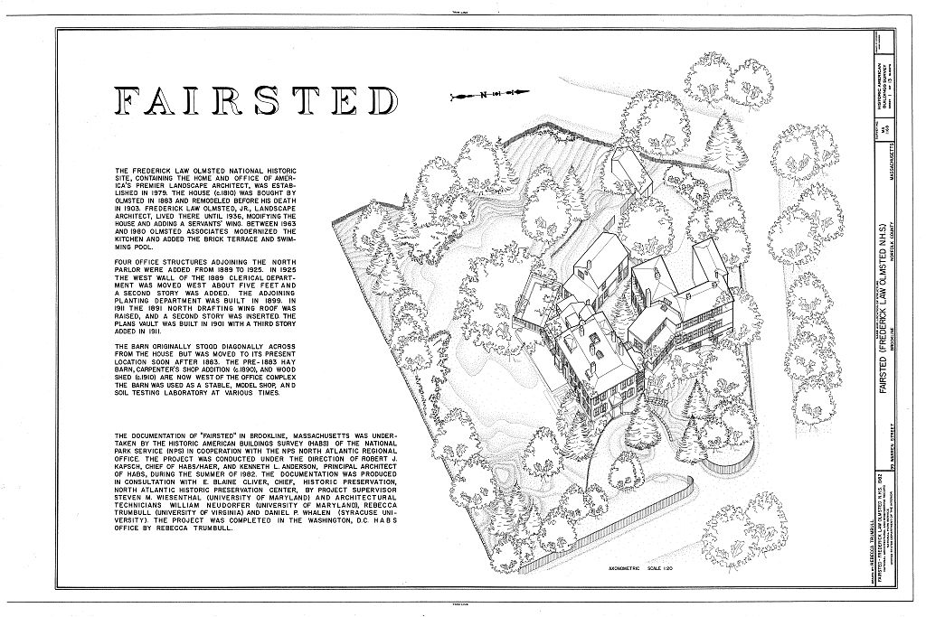 Fairsted, 99 Warren Street, Brookline, Norfolk County, MA, measured drawing filed with the federal survey
