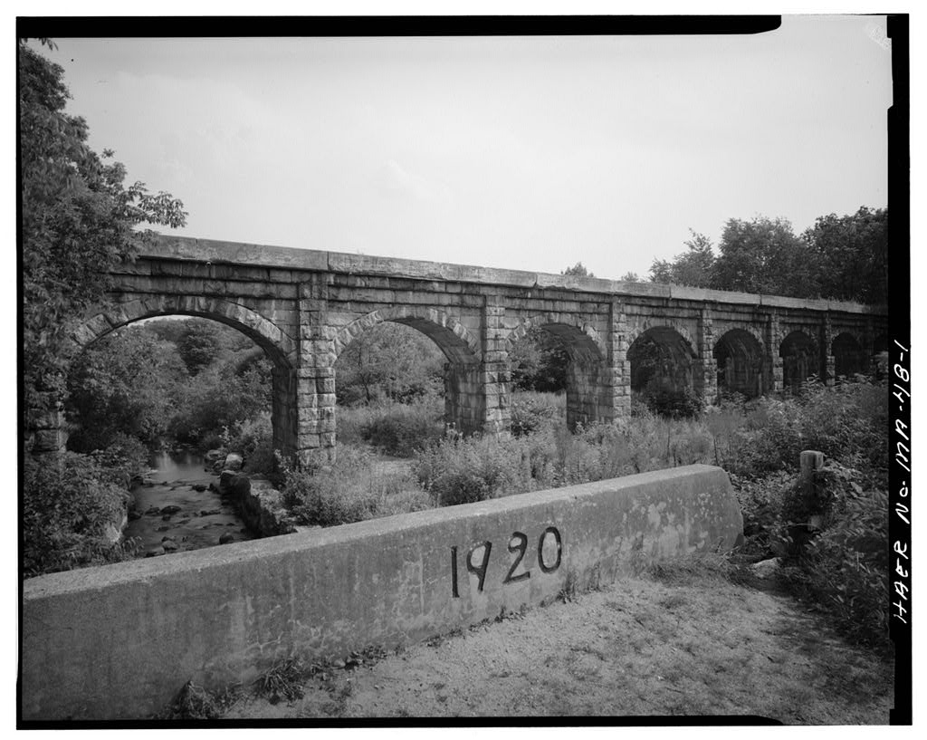 Boston & Worcester Railroad, Bogastow Brook Viaduct, Spanning Bogastow Brook at Woodland Avenue, Holliston, Middlesex County, MA, photograph filed with the federal survey