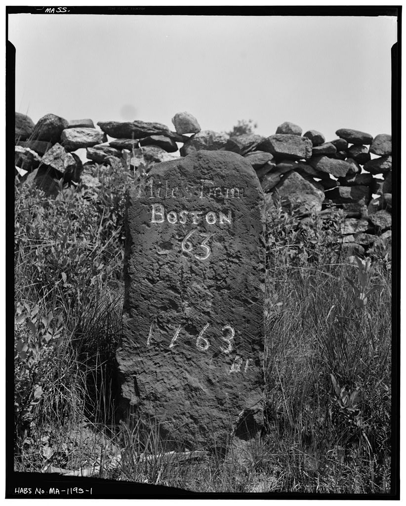 Milestone, Route 9, East Brookfield, Worcester County, MA, photograph filed with the federal survey