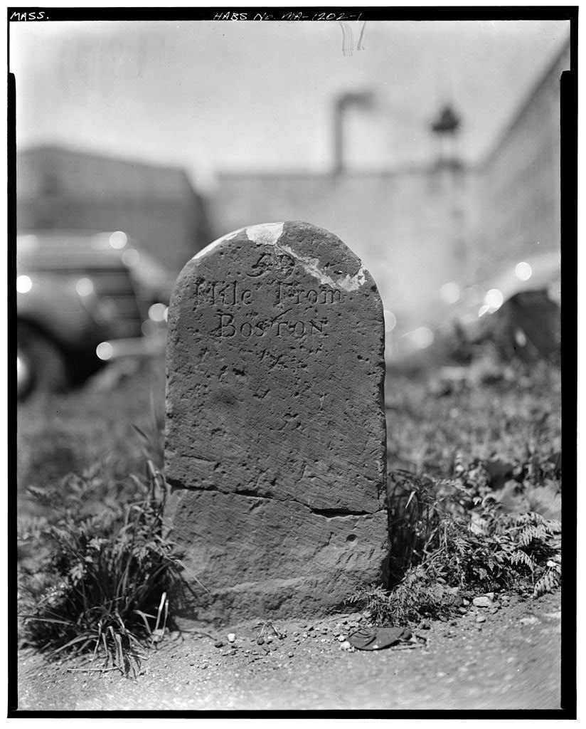 Milestone, State Route 9 (Boston Post Road), Spencer, Worcester County, MA, photograph filed with the federal survey