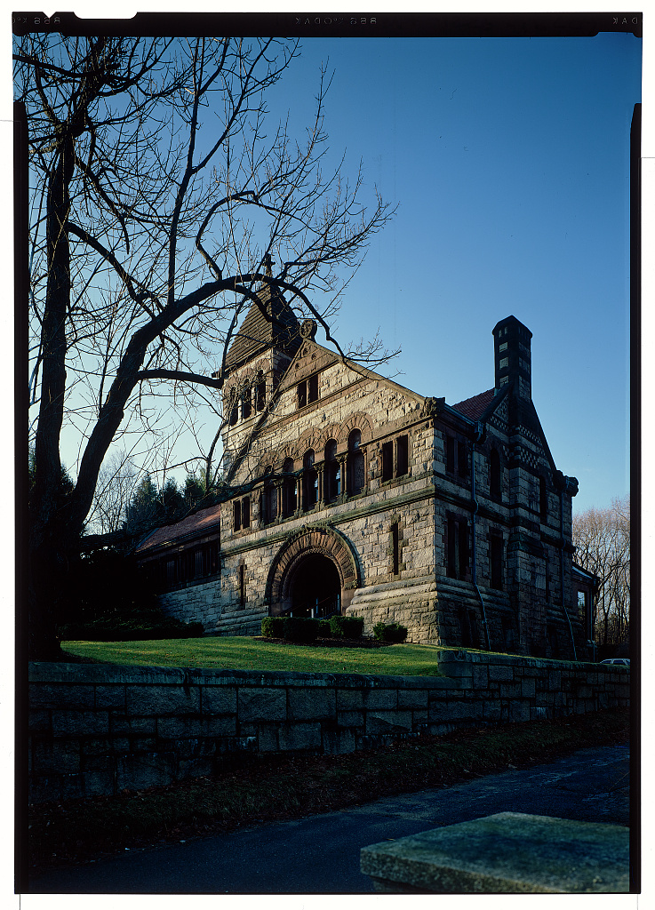 Oliver Ames Free Library, 53 Main Street, North Easton, Bristol County, MA, photograph filed with the federal survey