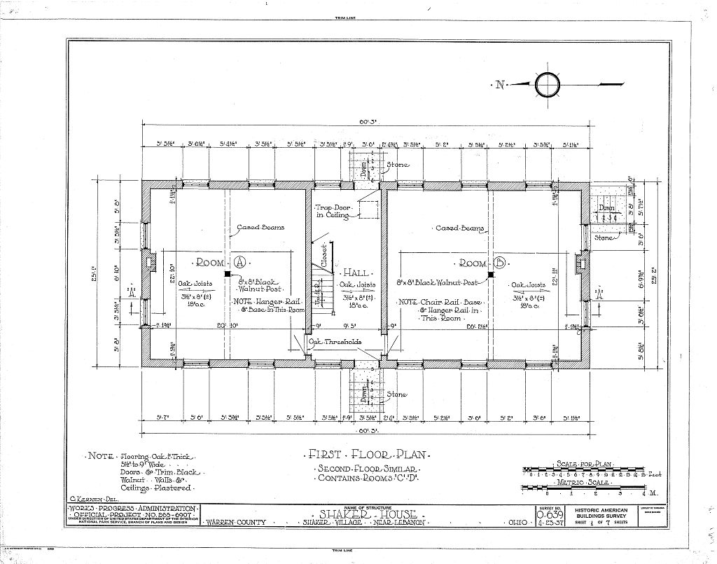 Shaker South Family, Dwelling House, State Routes 63 & 741 intersection, Otterbein, Warren County, OH, measured drawing filed with the federal survey