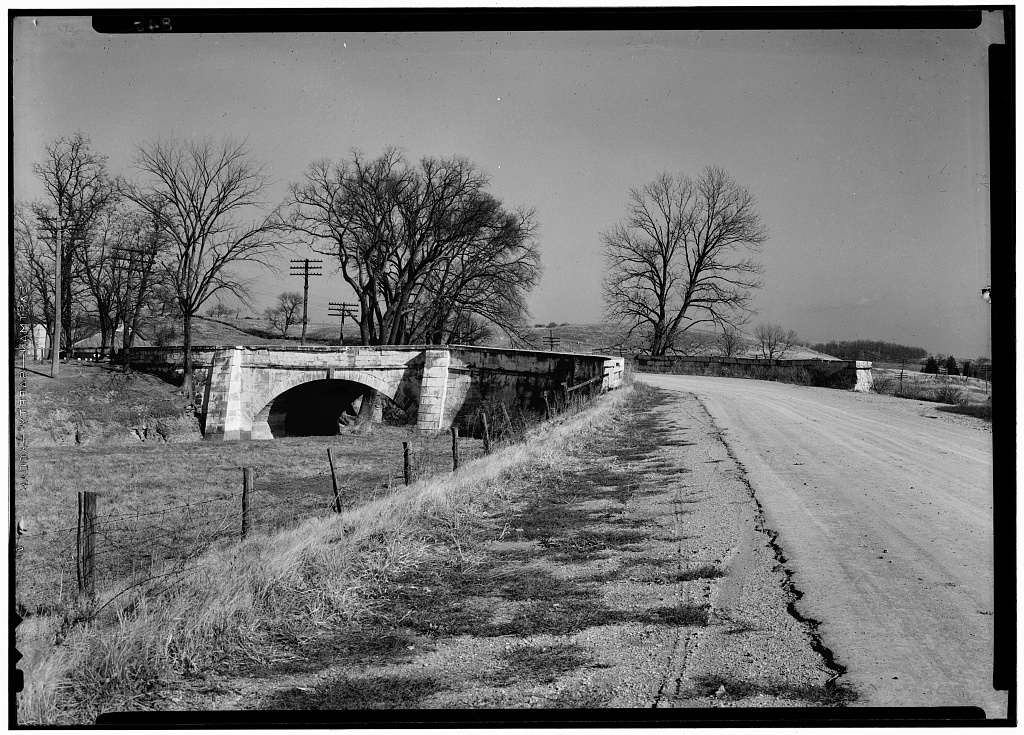 Bridge on Old National Road, North of U.S. Highway 40 at Saltfork, Cambridge, Guernsey County, OH, photograph filed with the federal survey