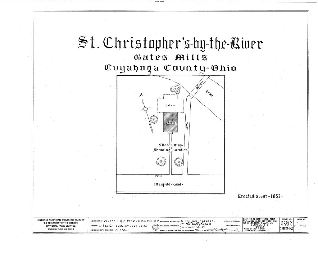 St. Christopher's-By-The-River, Old Mill Road, Gates Mills, Cuyahoga County, OH, measured drawing filed with the federal survey