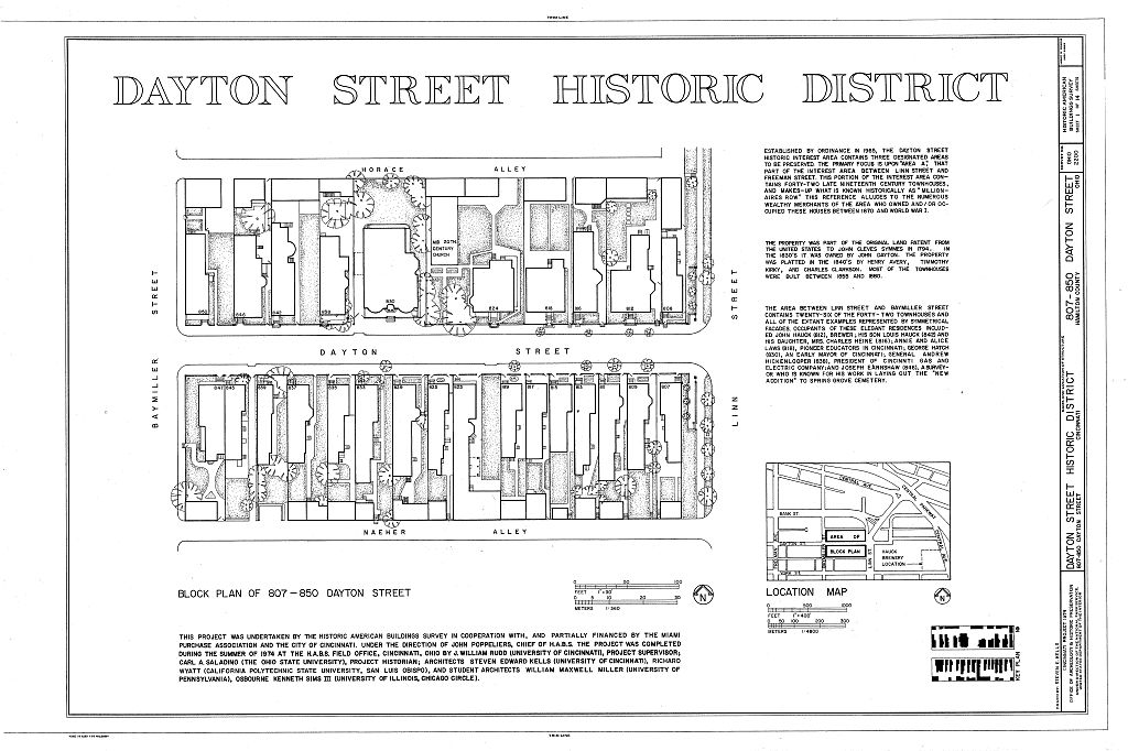 808-938 Dayton Street & 923 Bank Street, 808-938 Dayton Street & 923 Bank Street, Cincinnati, Hamilton County, OH, measured drawing filed with the federal survey
