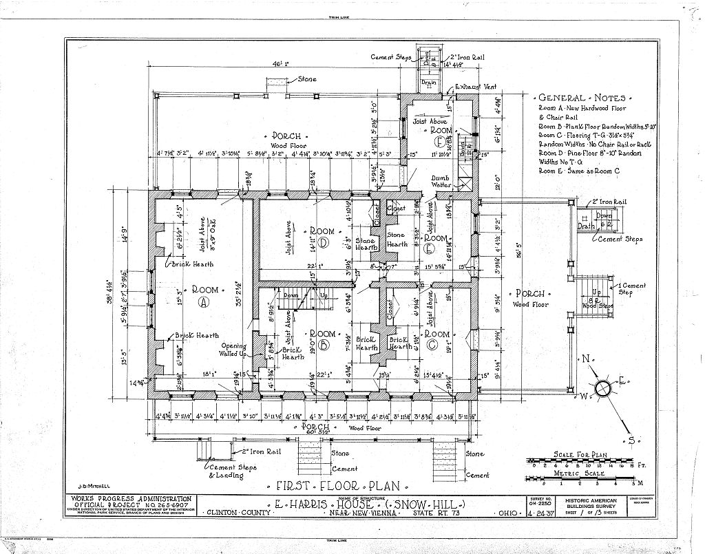 E. Harris House, State Route No. 73, New Vienna, Clinton County, OH, measured drawing filed with the federal survey