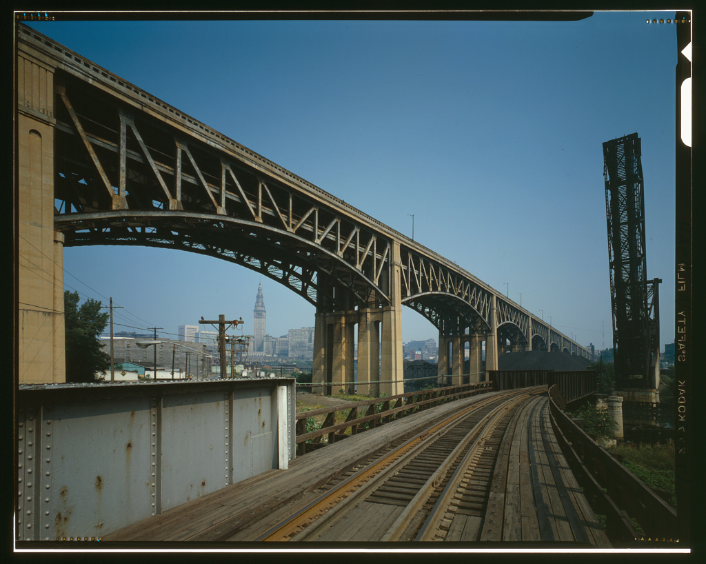 Lorain-Carnegie Bridge, Spanning Cuyahoga River, Cleveland, Cuyahoga County, OH, photograph filed with the federal survey