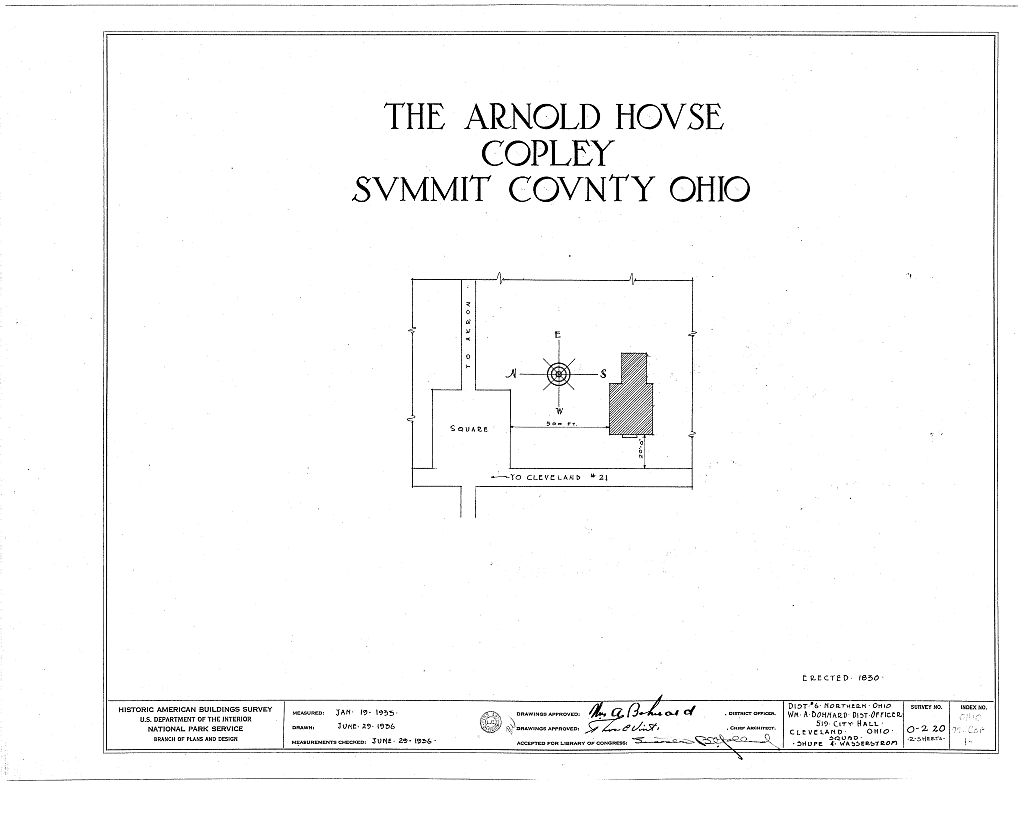 Arnold House, Copley, Summit County, OH, measured drawing filed with the federal survey