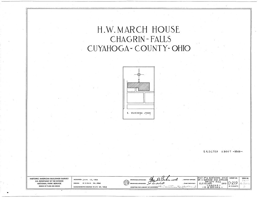 H. W. March House, East Washington Street, Chagrin Falls, Cuyahoga County, OH, measured drawing filed with the federal survey