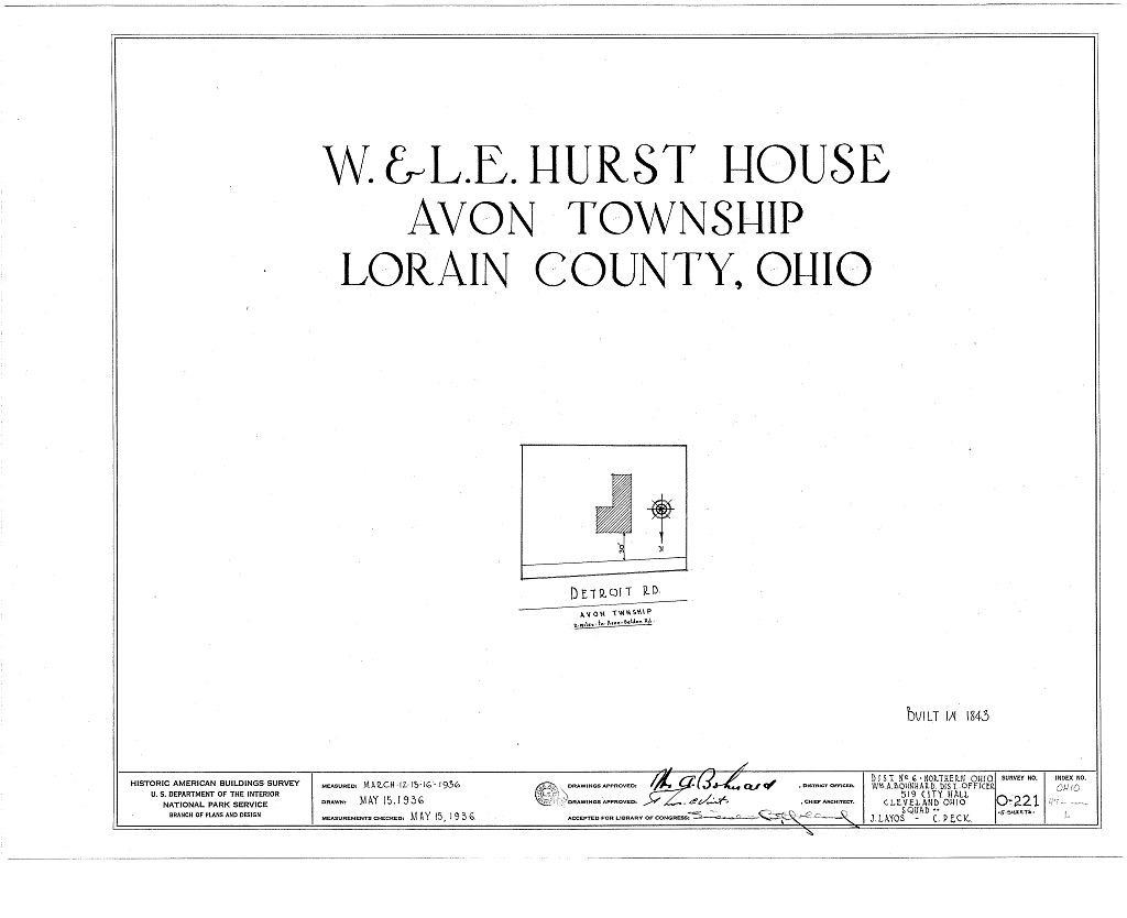 W. & L. E. Hurst House, Detroit Road, Avon, Lorain County, OH, measured drawing filed with the federal survey