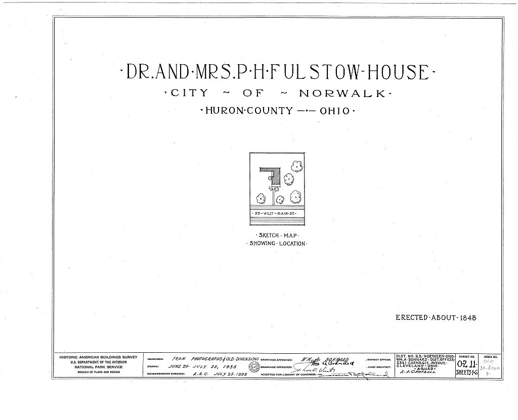 Dr. P. H. Fulstow House, 99 West Main Street, Norwalk, Huron County, OH, measured drawing filed with the federal survey