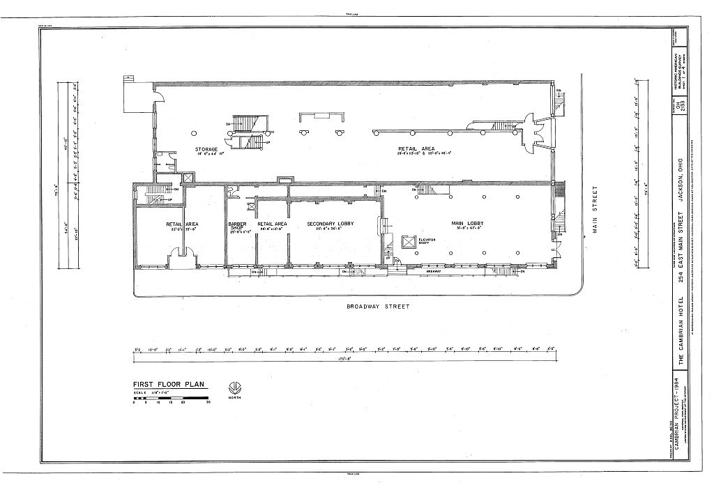Cambrian Hotel, 254 East Main Street, Jackson, Jackson County, OH, measured drawing filed with the federal survey