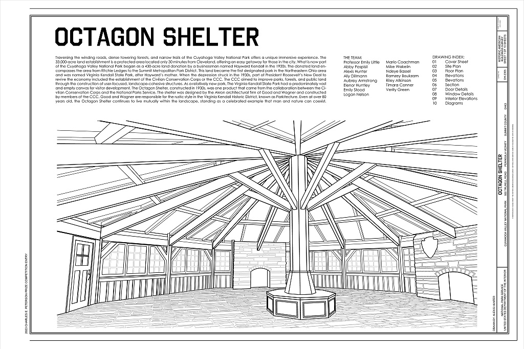 Octagon Shelter, 900 Truxell Road, Peninsula, Summit County, OH, measured drawing filed with the federal survey