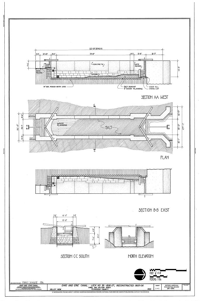 Ohio & Erie Canal, Lock No. 38, Canal & Hillside Roads, Valley View, Cuyahoga County, OH, measured drawing filed with the federal survey
